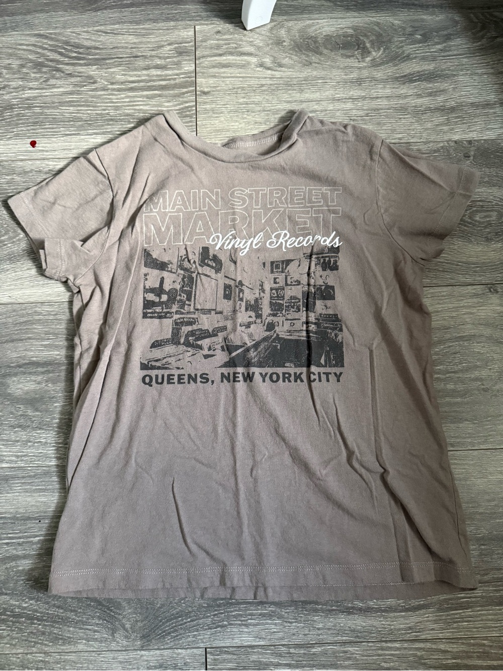 Main Street Market Vinyl Records Short Sleeve Tee - Taupe